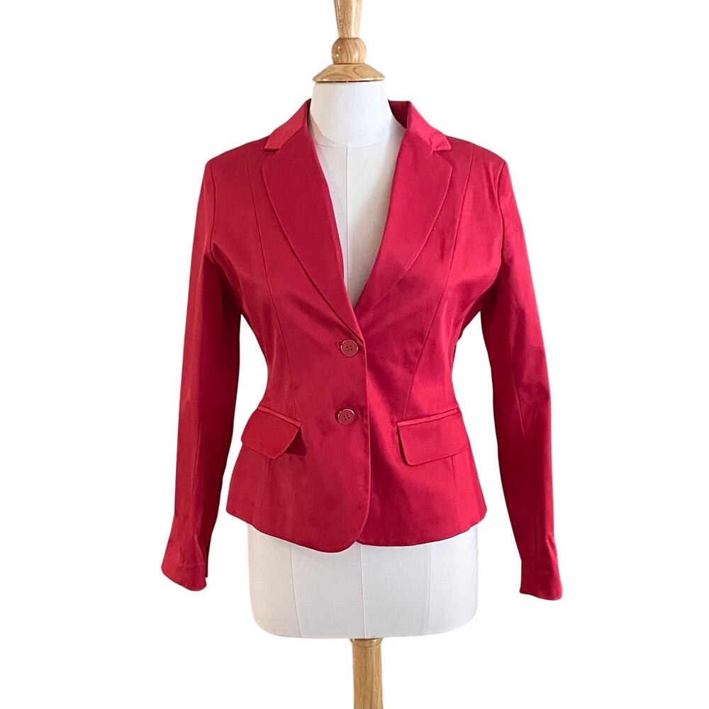 NEW 7th Ave Suiting Raspberry Pink / Bright Pink 2 Button Cotton Blend Blazer 6